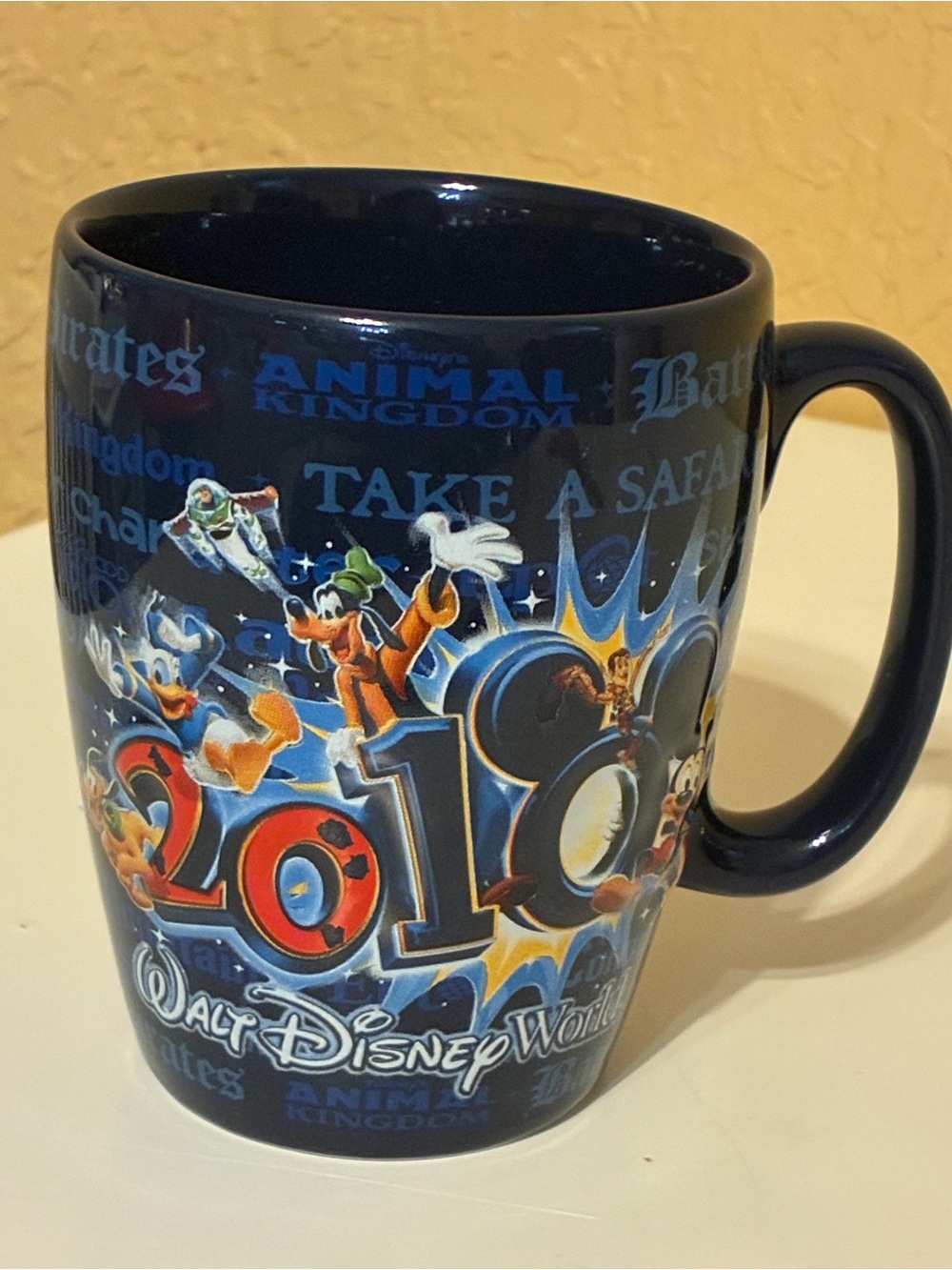 2010 Walt Disney World Pixar Souvenir Coffee Mug Raised 3D Design Blue